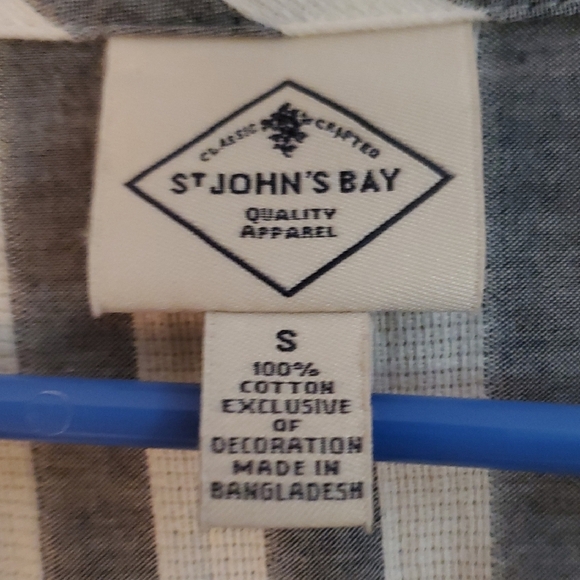 St. John's Bay Gray and White Striped Blouse - Picture 2 of 6